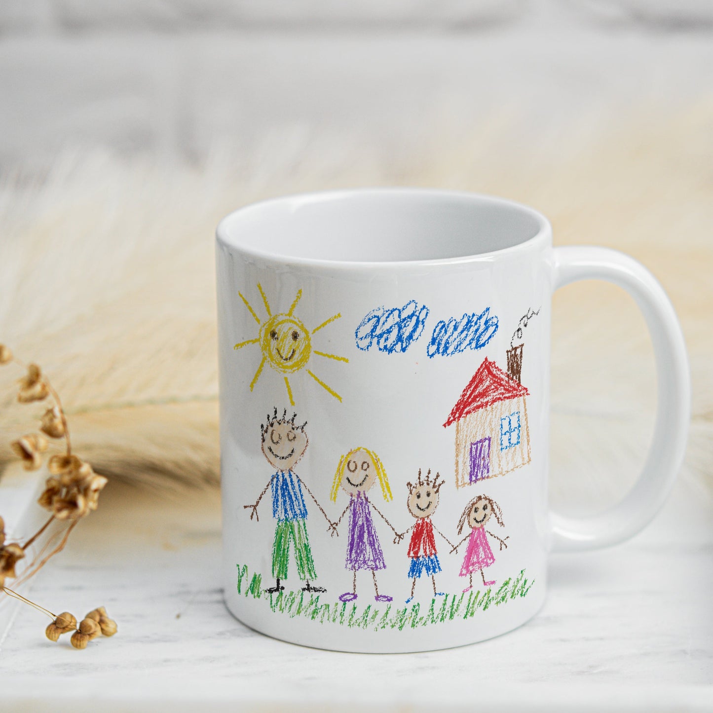 Personalised Kids Drawing Mug, Father's Day Gift from Children