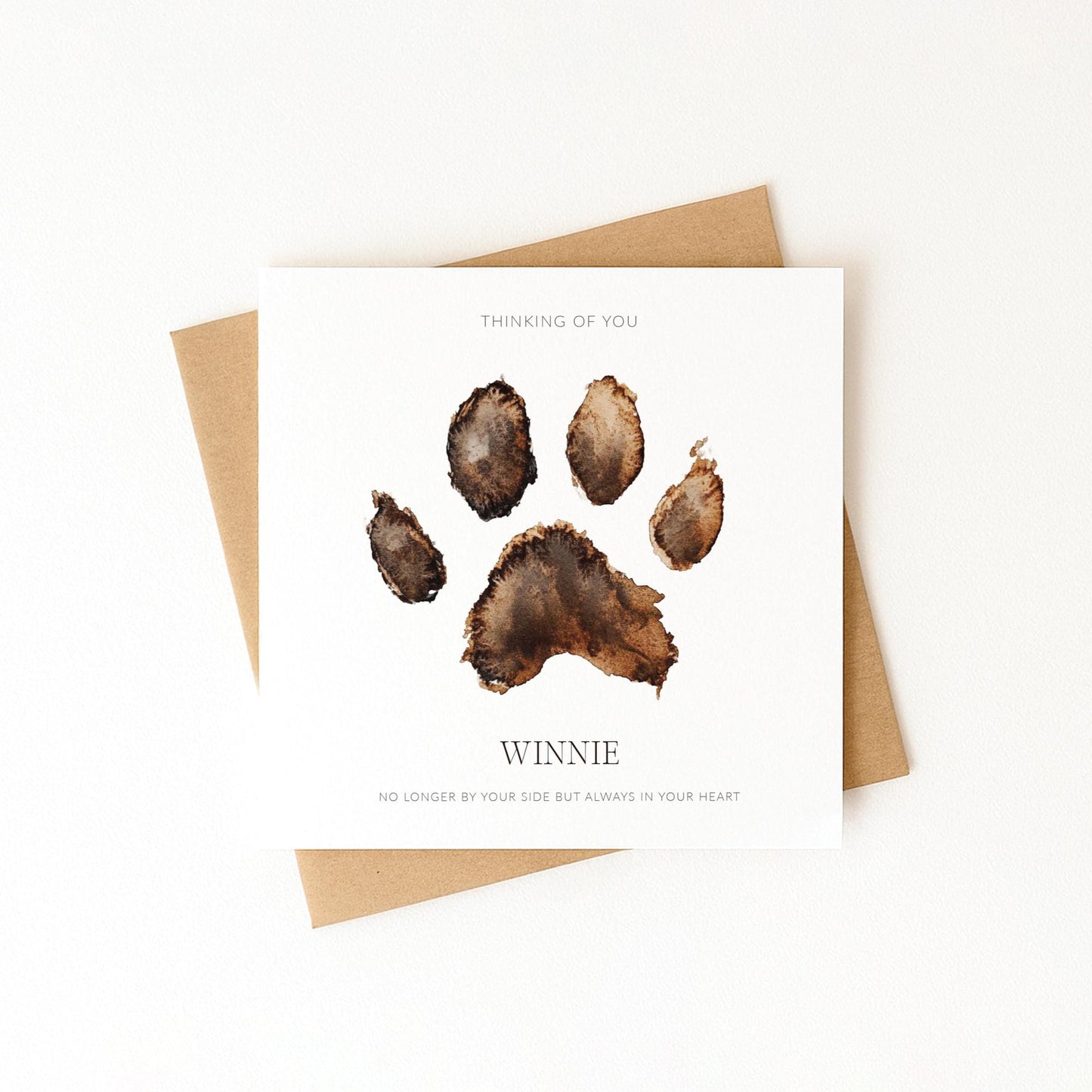 Pet Loss Card Personalised Paw Print Sympathy Card