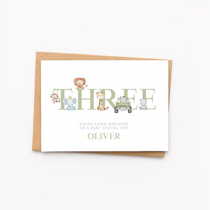Personalised Kids Birthday Card with Name and Age