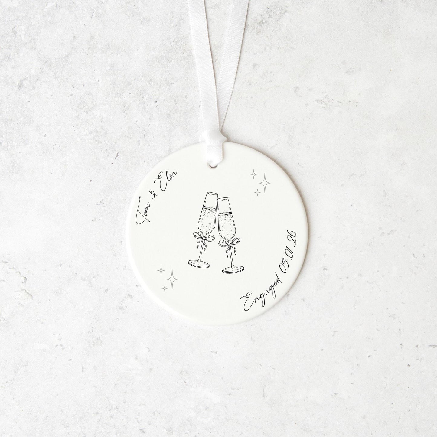 Personalised Engagement Gift, Ceramic Ornament Keepsake