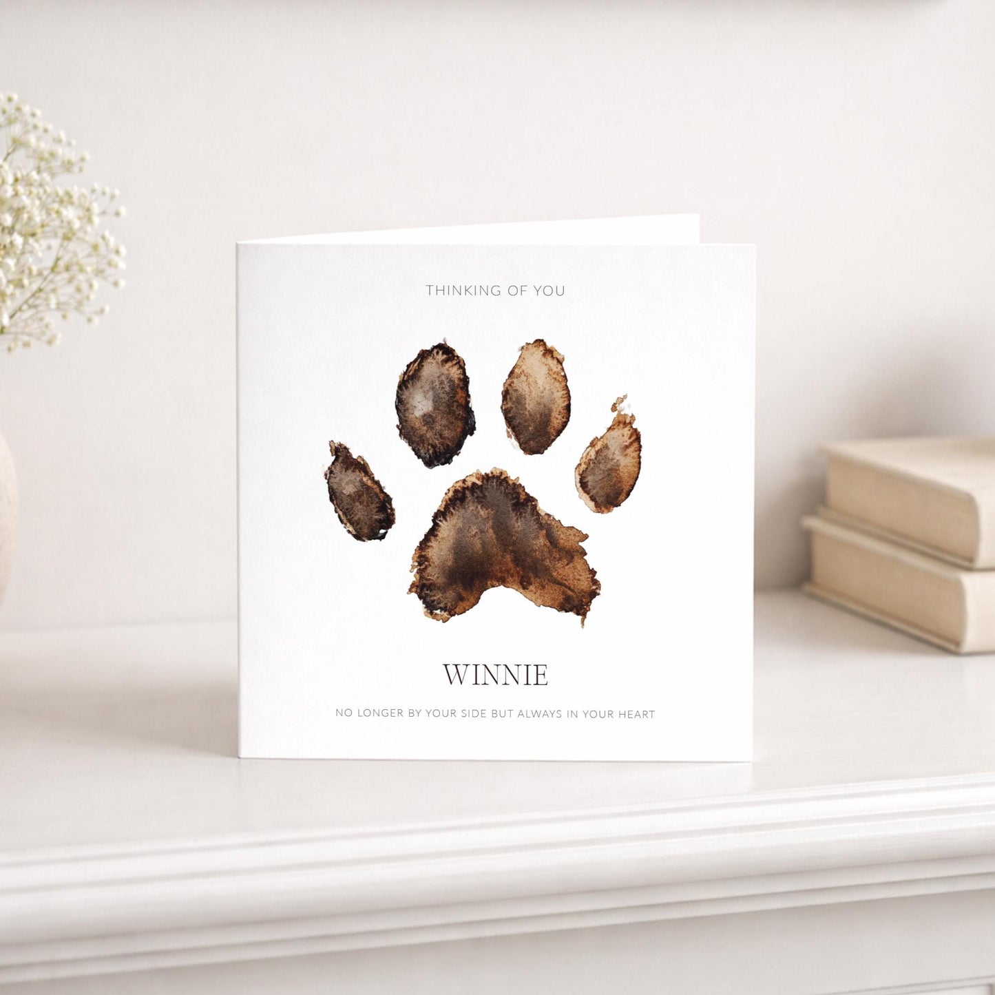 Pet Loss Card Personalised Paw Print Sympathy Card
