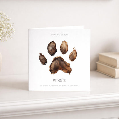 Pet Loss Card Personalised Paw Print Sympathy Card