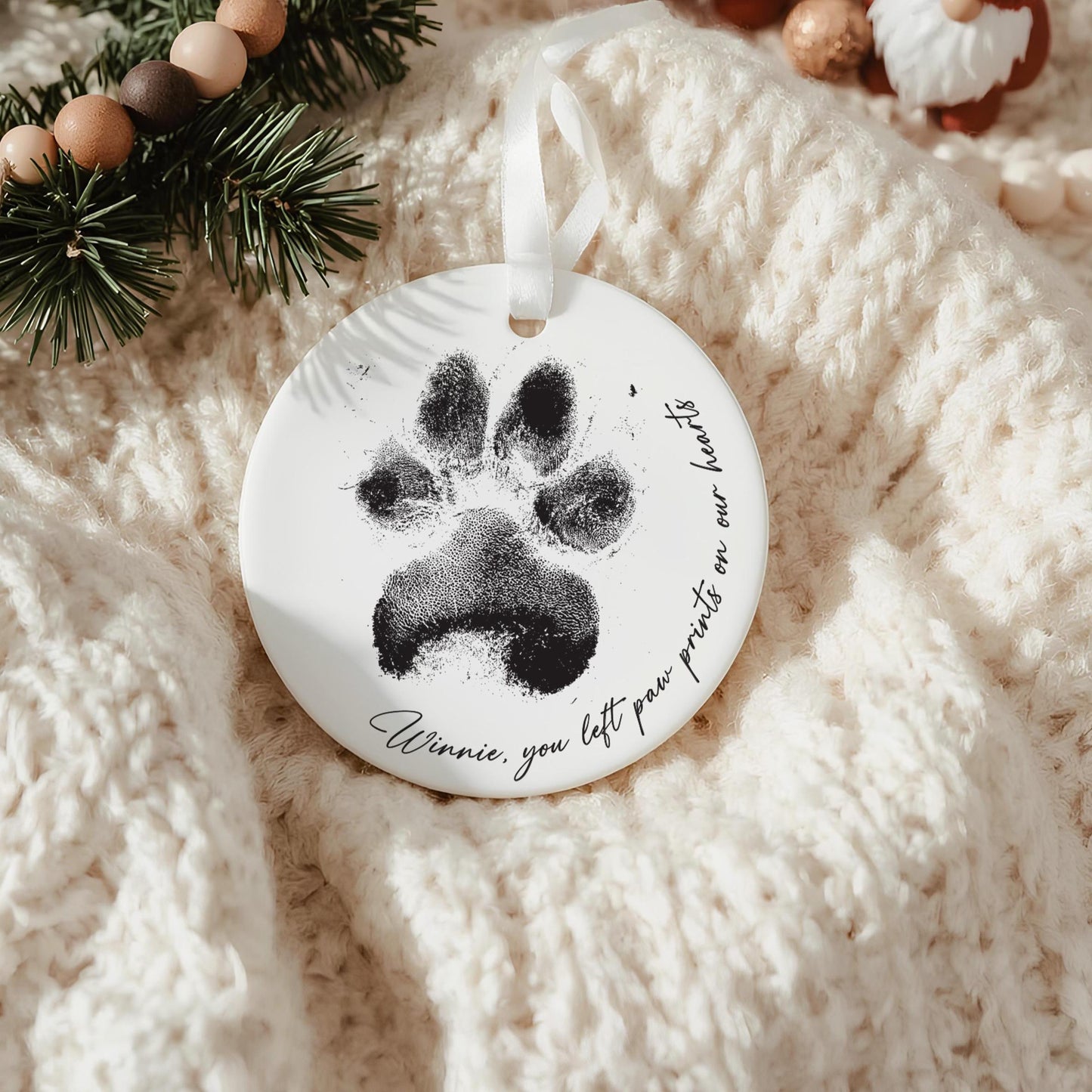 Personalised Paw Print Memorial Ornament