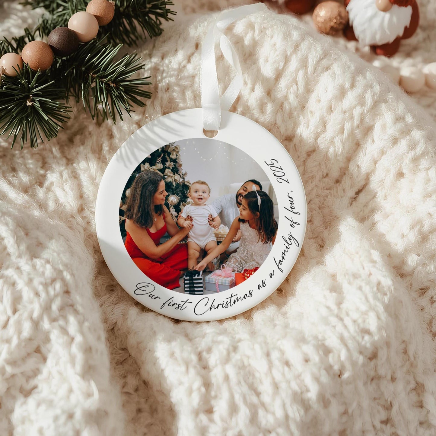 Personalised First Family Christmas Photo Ornament