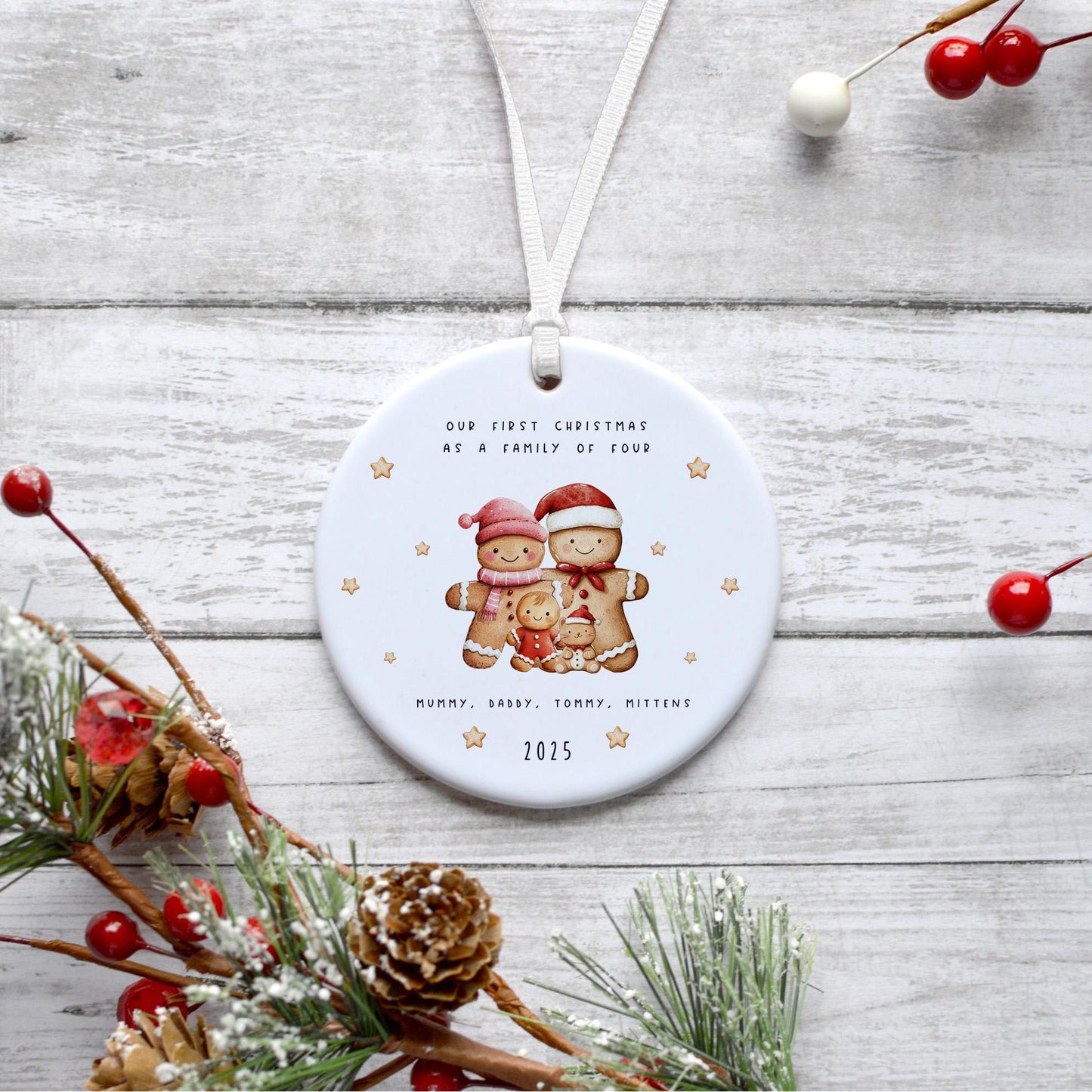 First Christmas as a family of Three, Ceramic Bauble