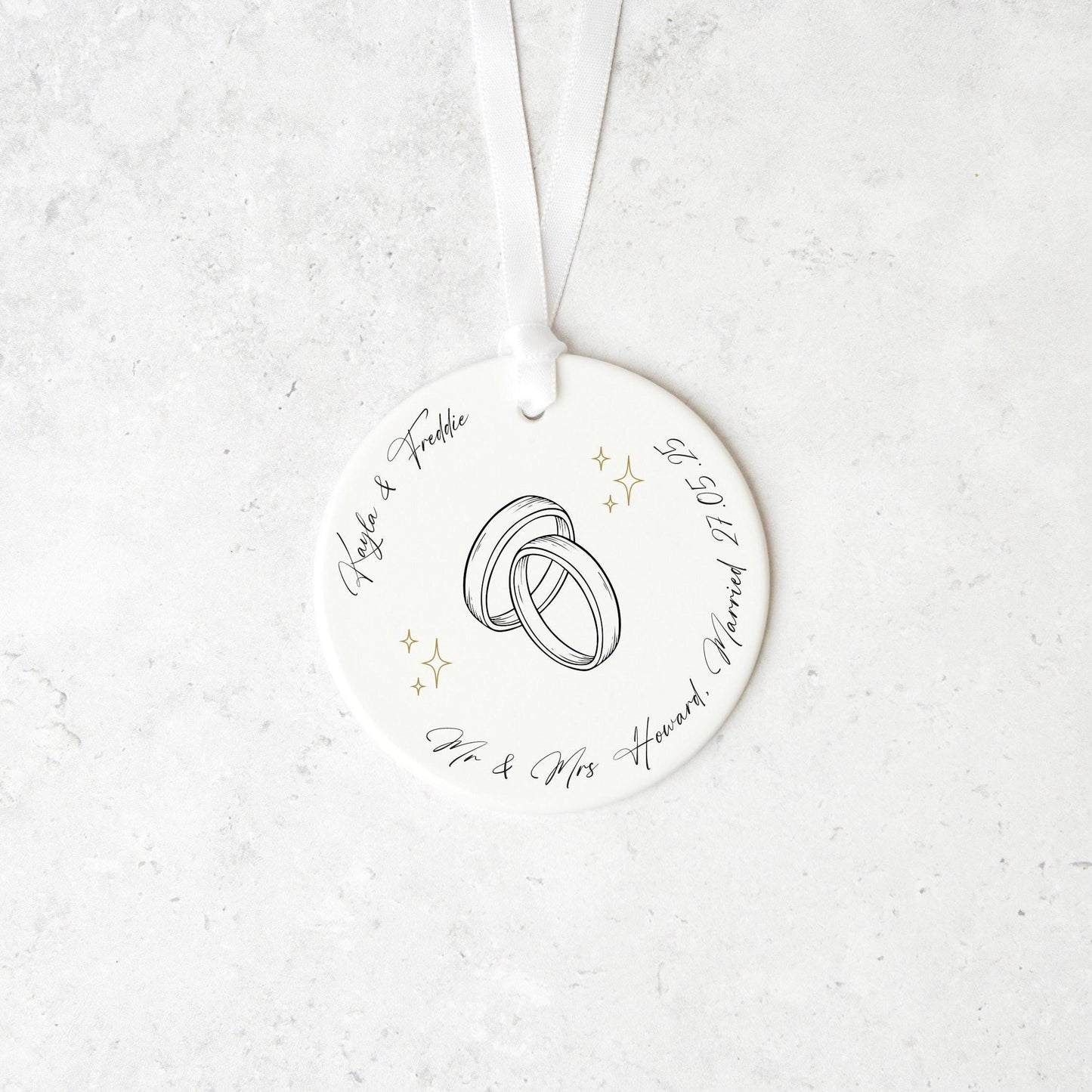 Personalised Wedding Gift Ceramic Ornament Keepsake