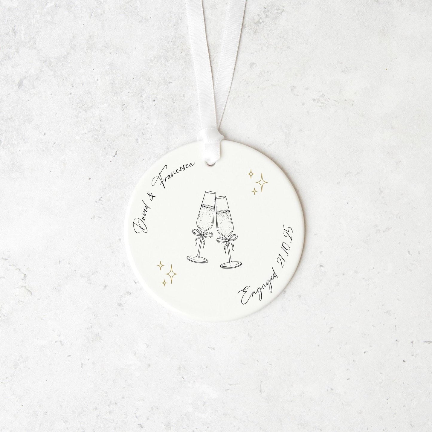 Personalised Engagement Gift, Ceramic Ornament Keepsake