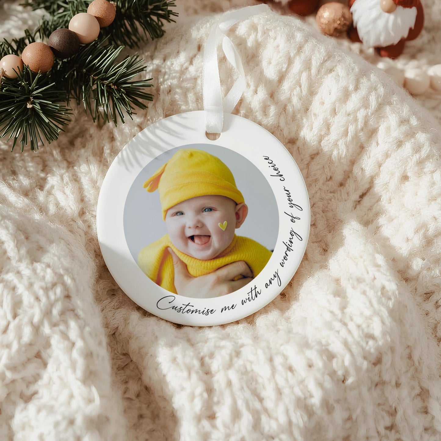 First Christmas Nanny and Grandad Personalised Photo Bauble