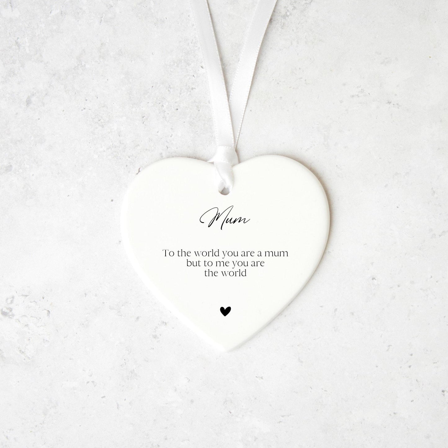 Personalised Ceramic Heart Ornament Custom Wording Keepsake