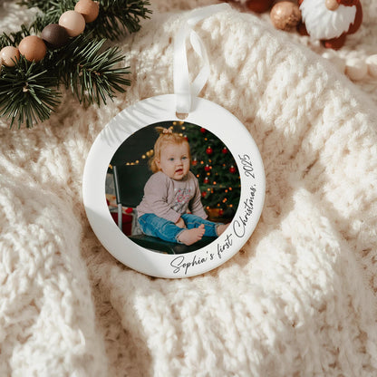 Personalised Baby First Christmas Keepsake Photo Ornament