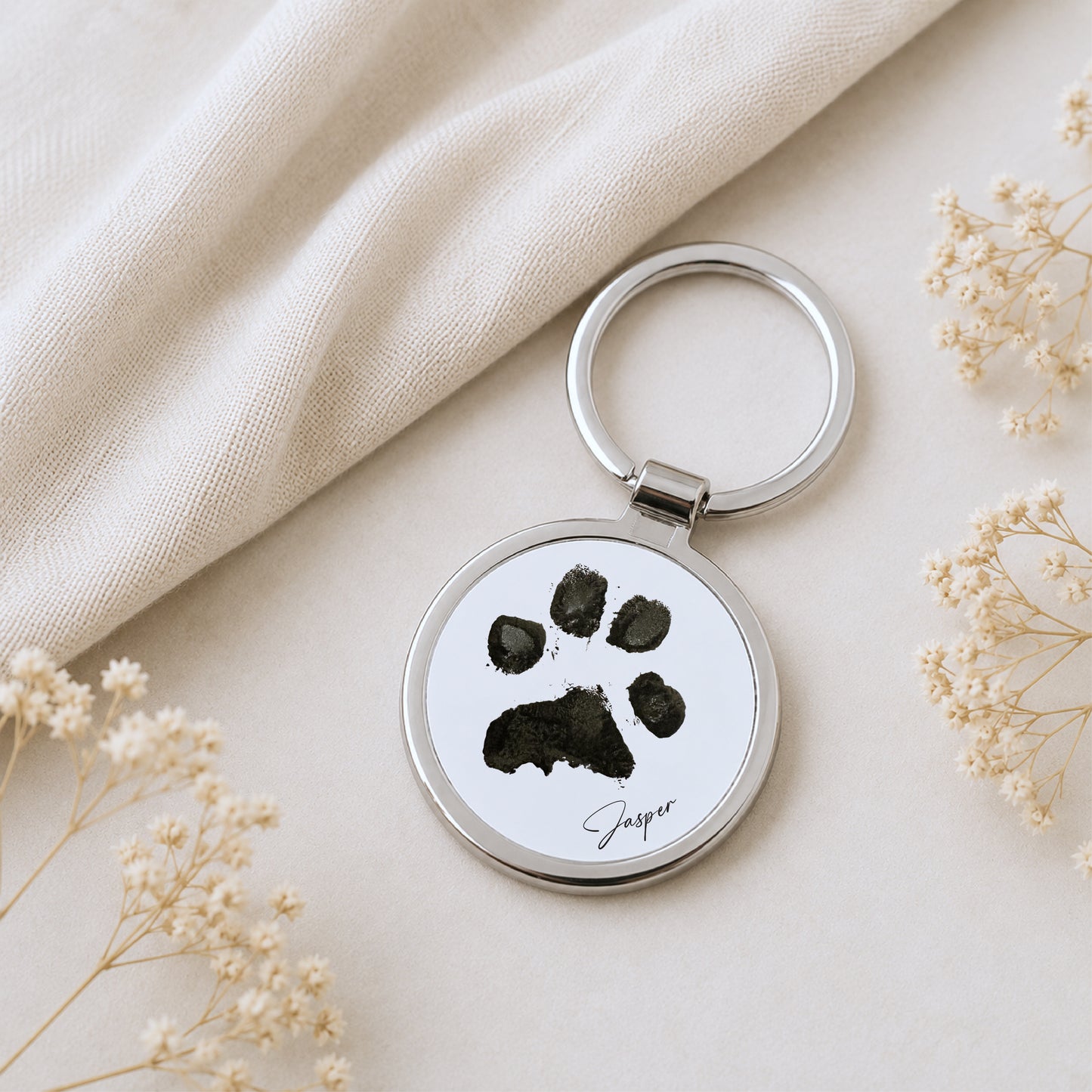 Personalised Paw Print Keyring