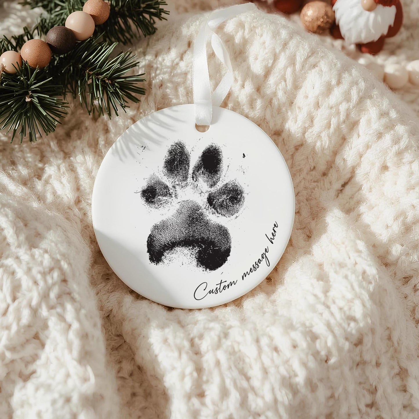 Personalised Paw Print Memorial Ornament