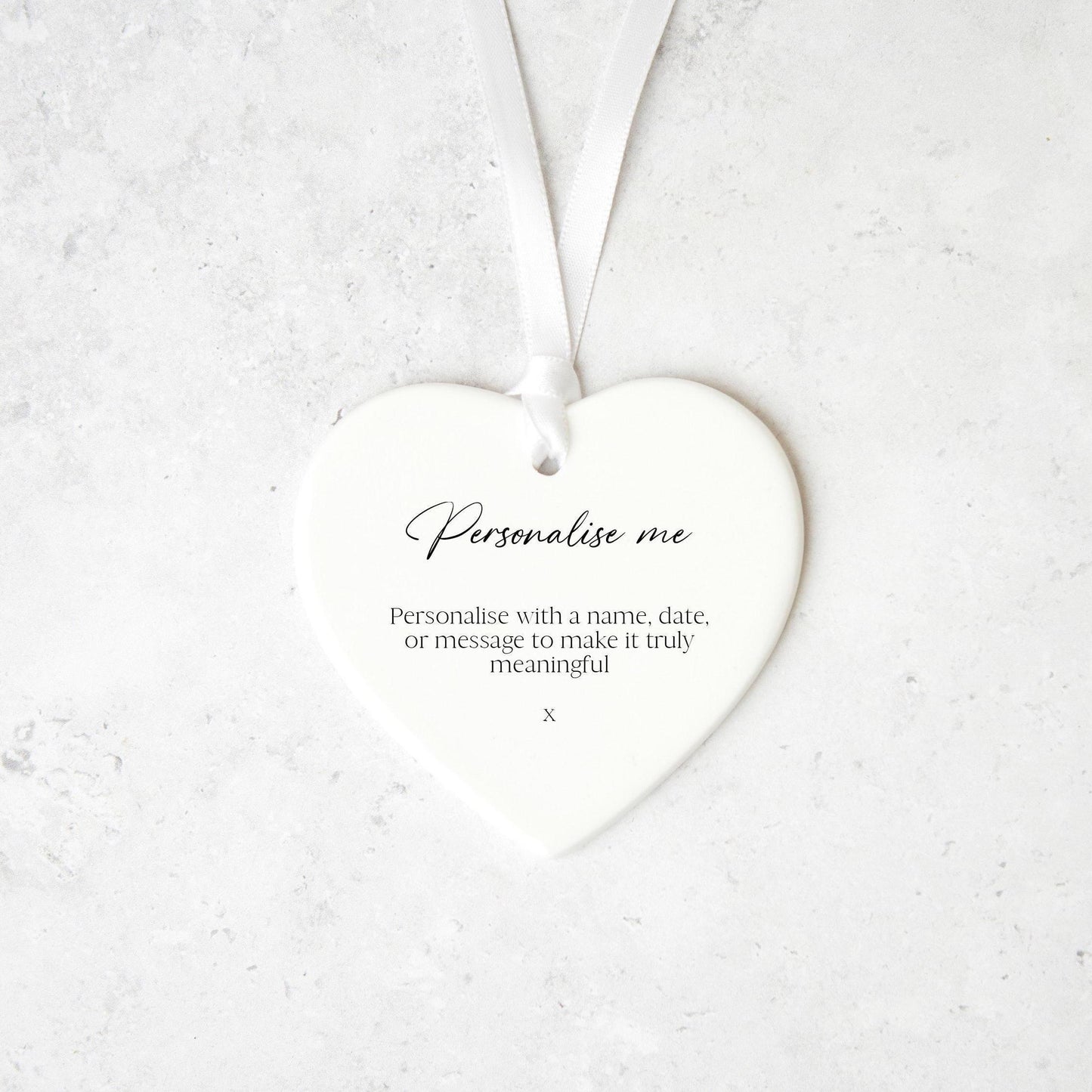 Personalised Ceramic Heart Ornament Custom Wording Keepsake