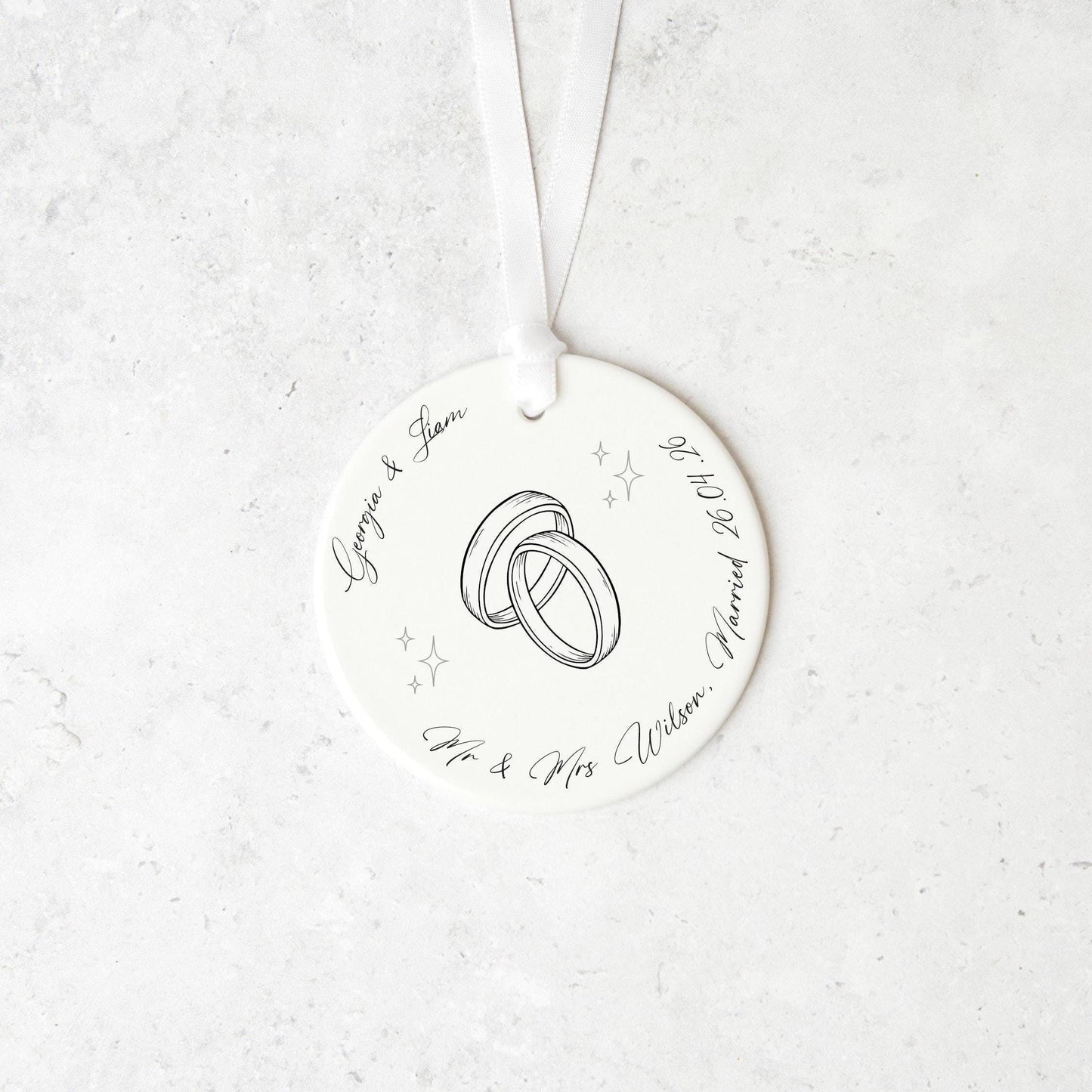 Personalised Wedding Gift Ceramic Ornament Keepsake