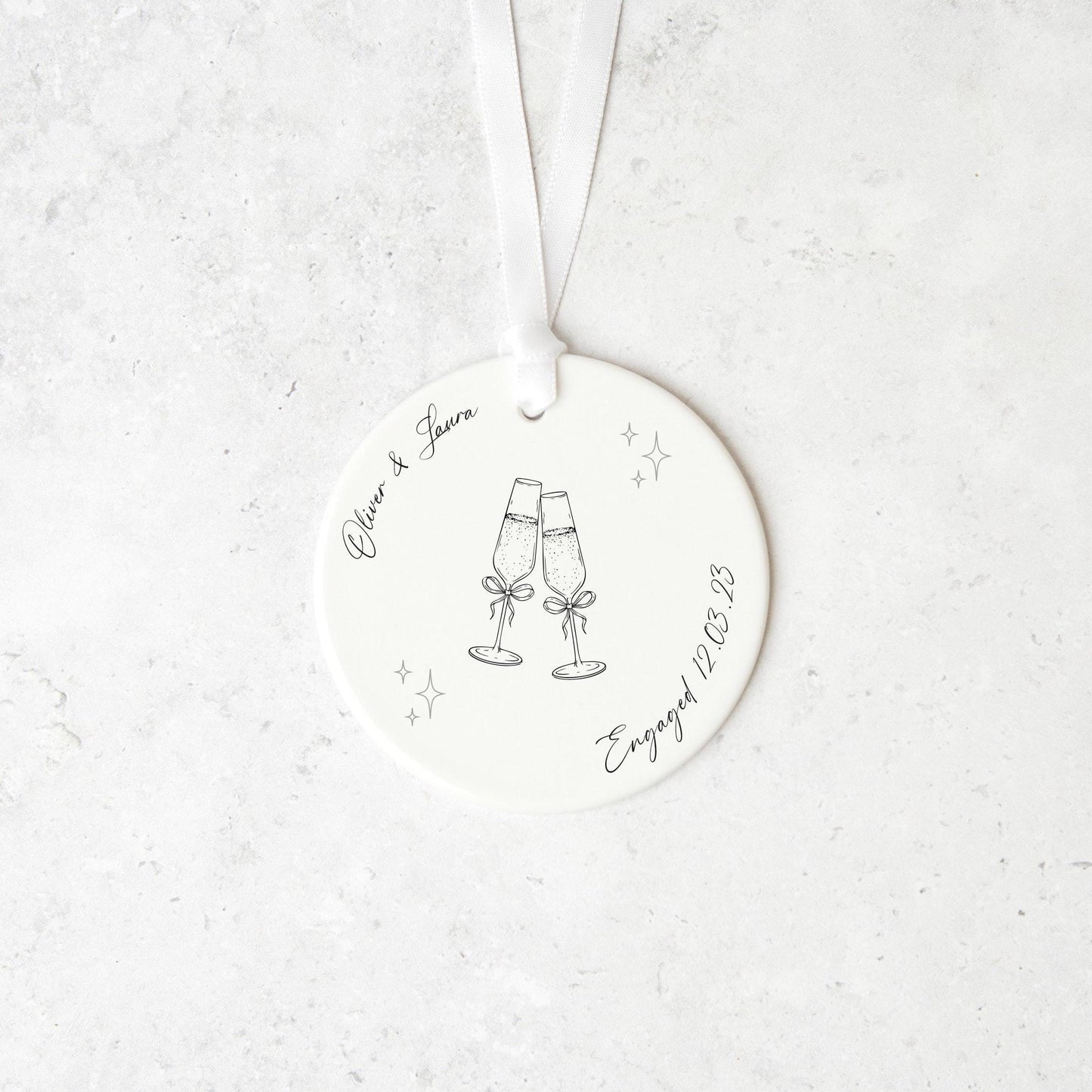 Personalised Engagement Gift, Ceramic Ornament Keepsake