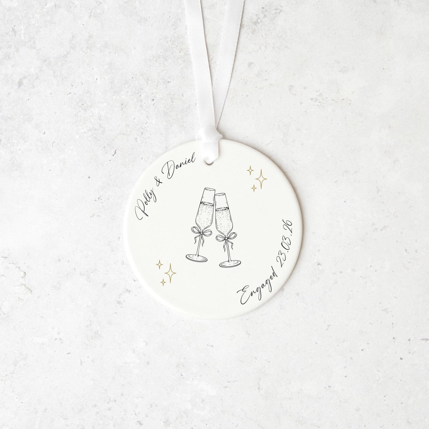 Personalised Engagement Gift, Ceramic Ornament Keepsake