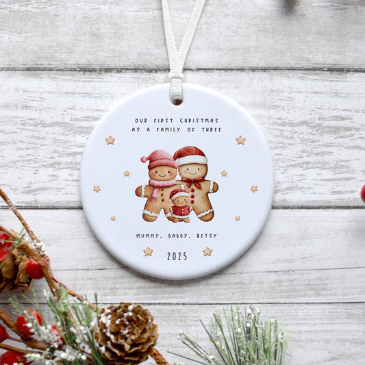 First Christmas as a family of Three, Ceramic Bauble