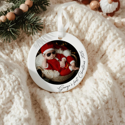 Personalised Baby First Christmas Keepsake Photo Ornament